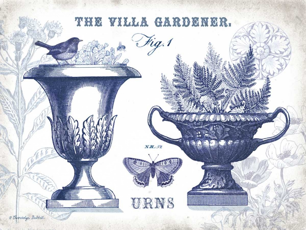 Garden Urns Indigo art print by Gwendolyn Babbitt for $57.95 CAD