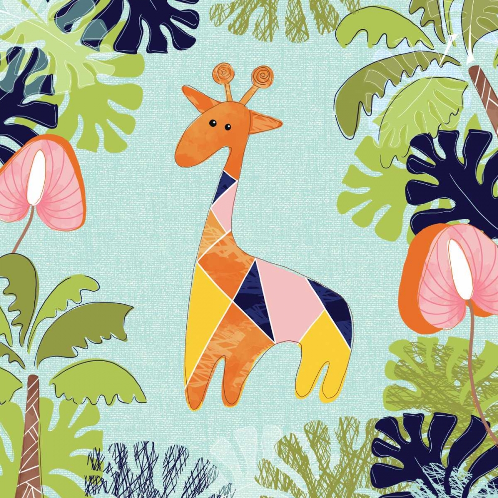 Jungle Giraffe Leaves art print by Sara Berrenson for $57.95 CAD