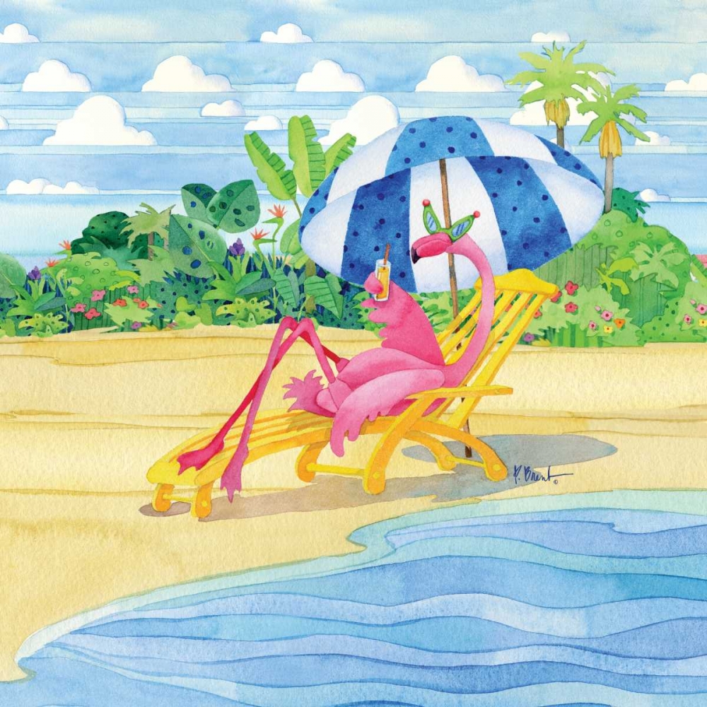 Deck Chair Flamingo art print by Paul Brent for $57.95 CAD