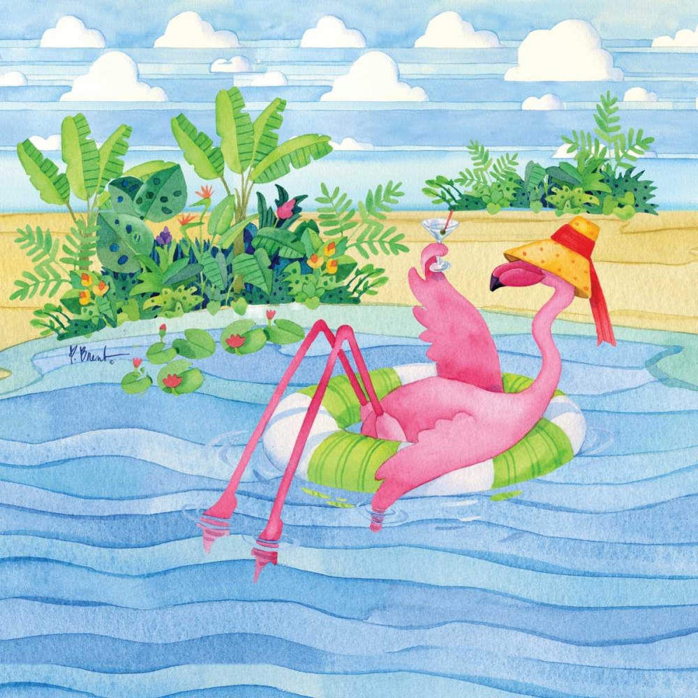 Martini Float Flamingo art print by Paul Brent for $57.95 CAD