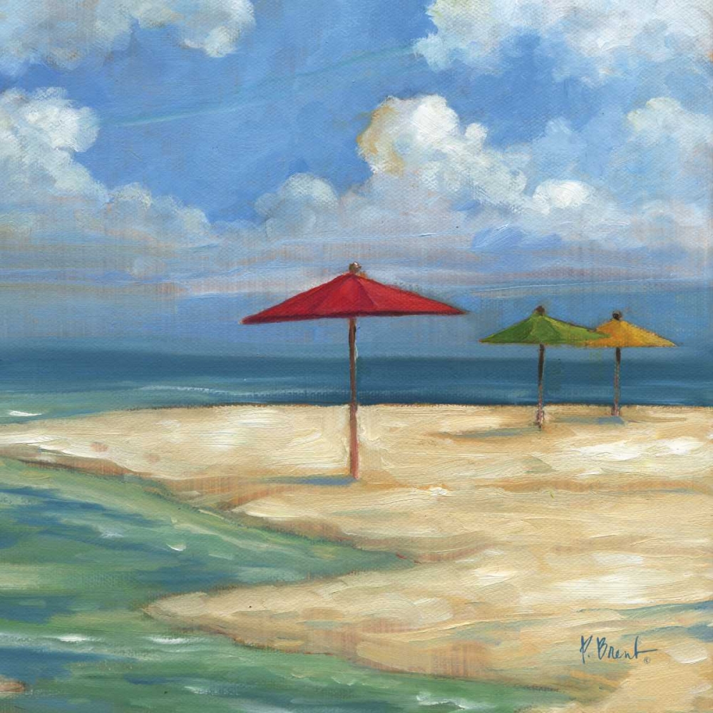 Umbrella Beachscape Sq. I art print by Paul Brent for $57.95 CAD