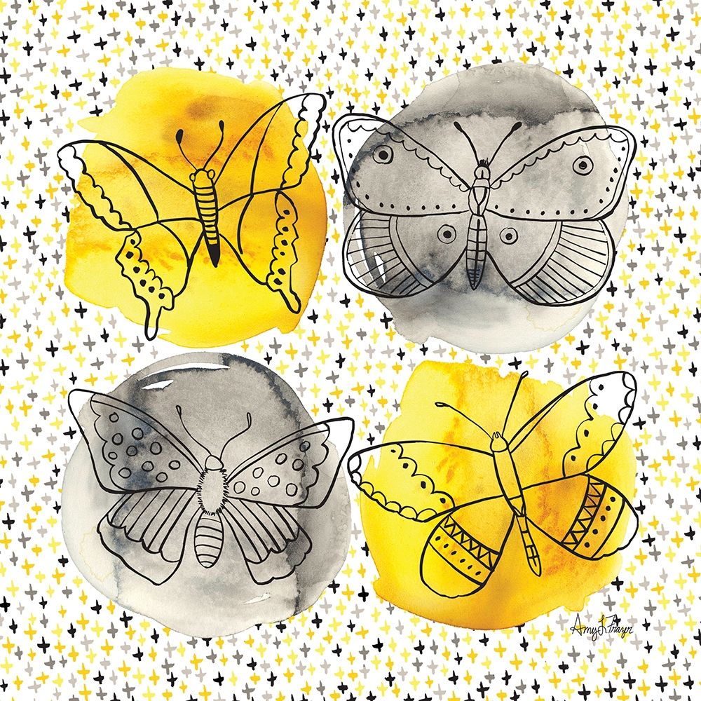Gray and Yellow Butterflies I art print by Amy Frazer for $57.95 CAD