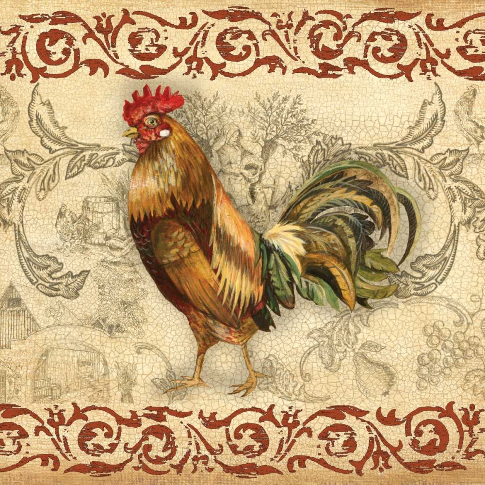 Toile Rooster I art print by Gregory Gorham for $57.95 CAD