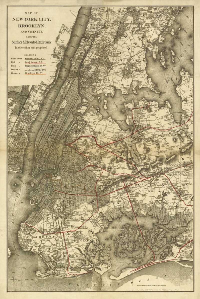 1885 NYC Map art print by N Harbick for $57.95 CAD