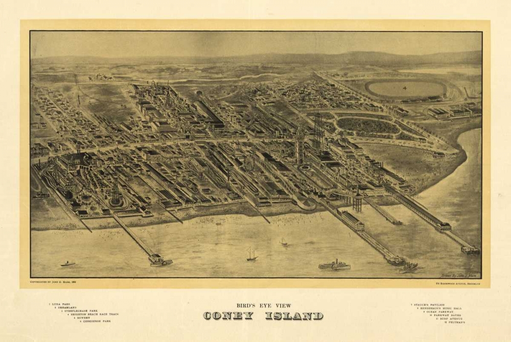 1906 Coney Island Map art print by N Harbick for $57.95 CAD