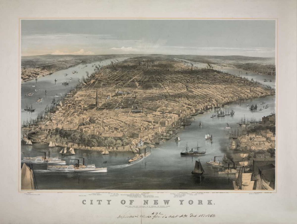 1856 NYC Map art print by N Harbick for $57.95 CAD
