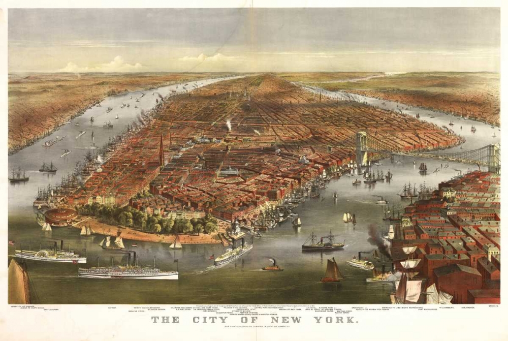 1870 NYC Map art print by N Harbick for $57.95 CAD