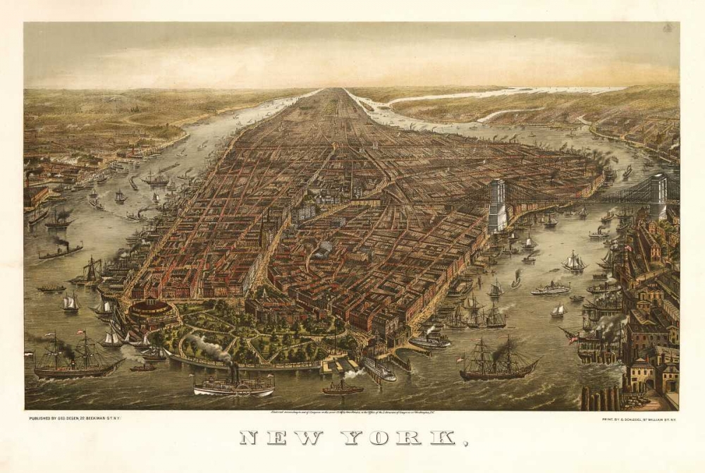 1874 NYC Map art print by N Harbick for $57.95 CAD