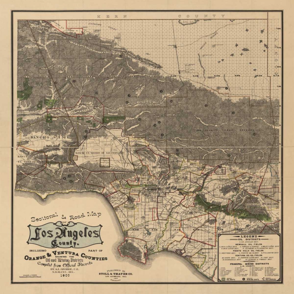 1900 LA Road Map art print by N Harbick for $57.95 CAD