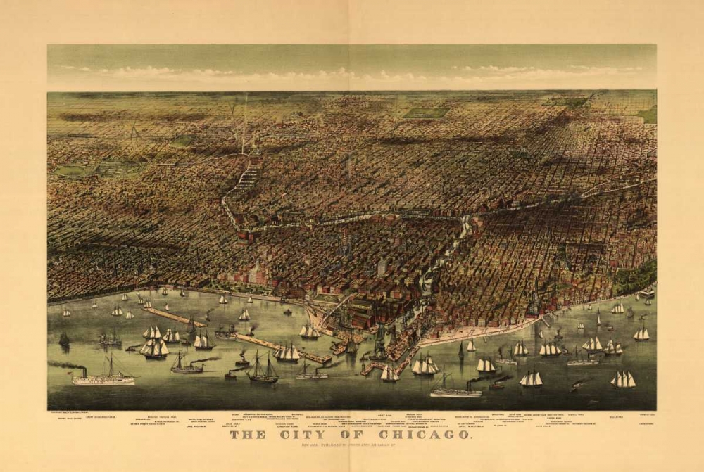 1892 Chicago Map art print by N Harbick for $57.95 CAD