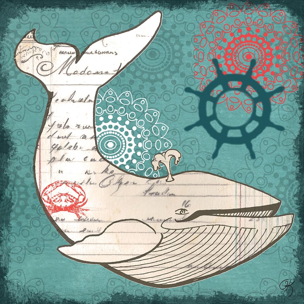 Nautical Whale art print by Onna K for $57.95 CAD