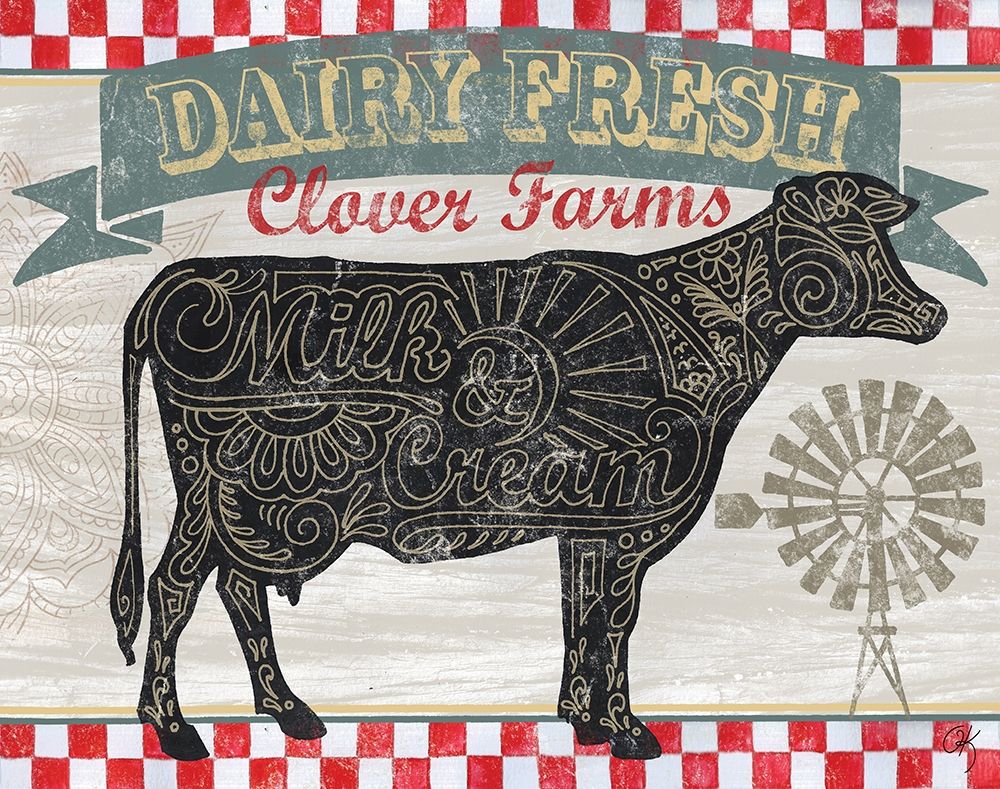 Cow Farm Sign art print by Onna K for $57.95 CAD