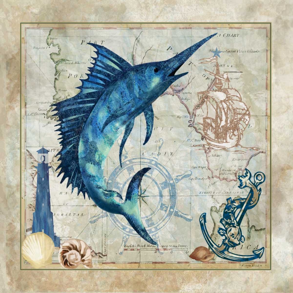 Nautical Swordfish art print by Jill Meyer for $57.95 CAD