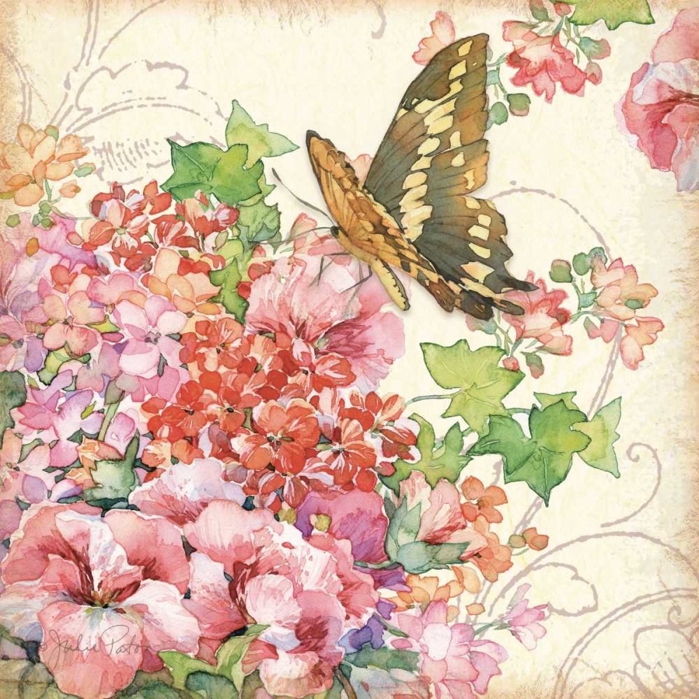 Geranium and Butterflies art print by Julie Paton for $57.95 CAD