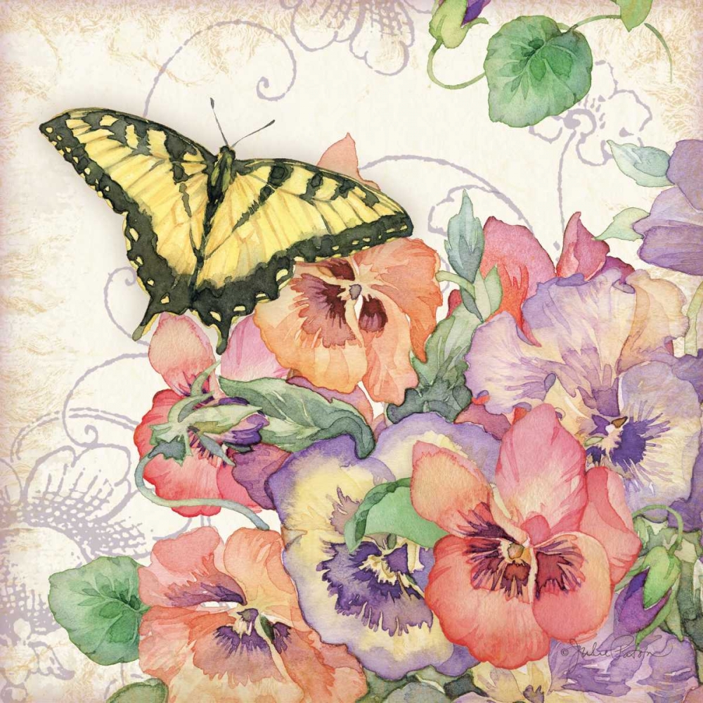 Pansies and Butterflies art print by Julie Paton for $57.95 CAD