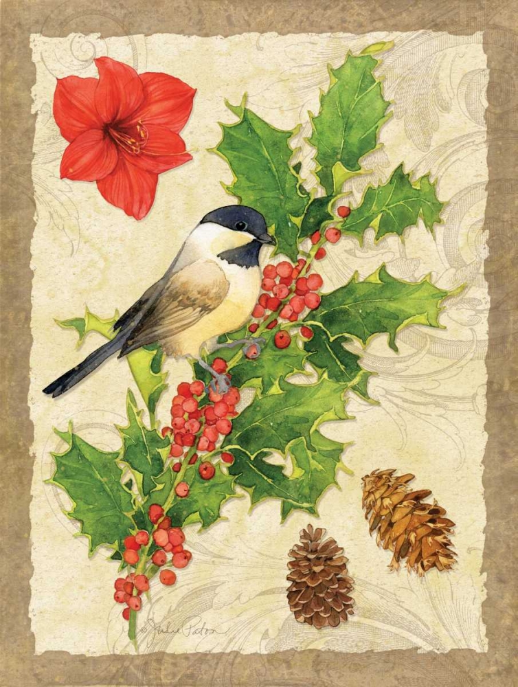 Holiday Chickadee art print by Julie Paton for $57.95 CAD