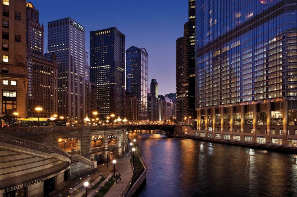 Chicago River Dusk II art print by Larry Malvin for $57.95 CAD