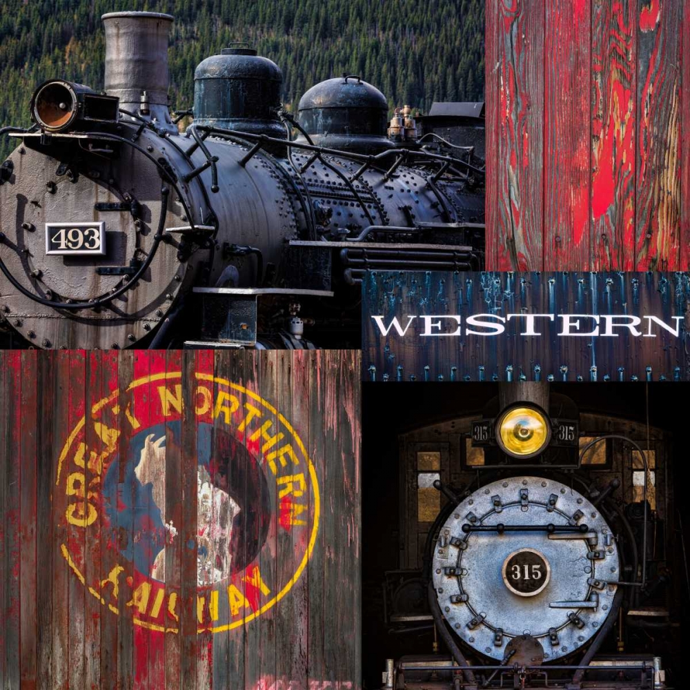 Historic Train Collage III art print by Kathy Mahan for $57.95 CAD