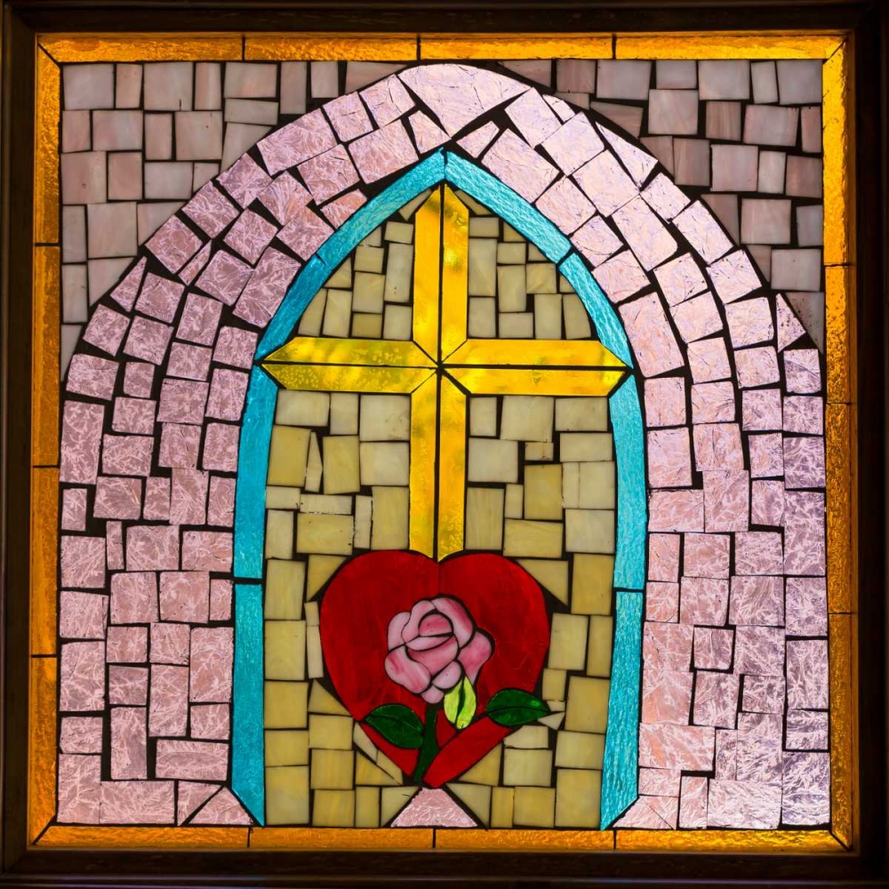 Stained Glass Cross IV art print by Kathy Mahan for $57.95 CAD