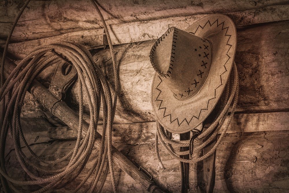 Cowboy Hat and Rope art print by Kathy Mahan for $57.95 CAD