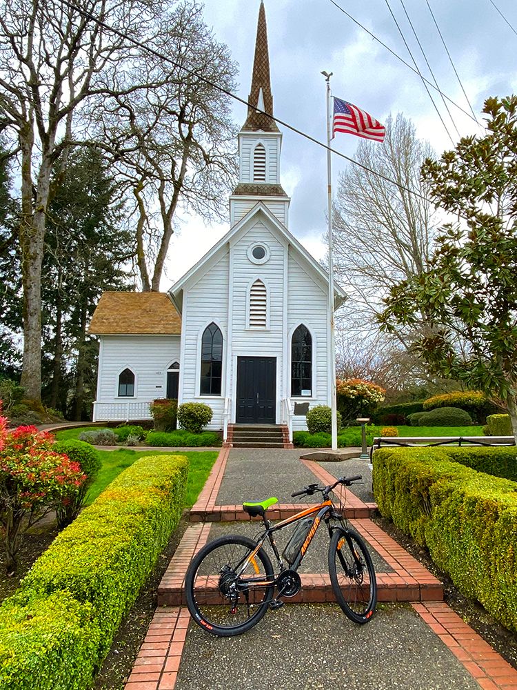 Bike to Church art print by Blackstone Edge Studios for $57.95 CAD
