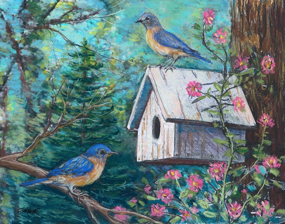 Blue Birds and House art print by Todd Williams for $57.95 CAD