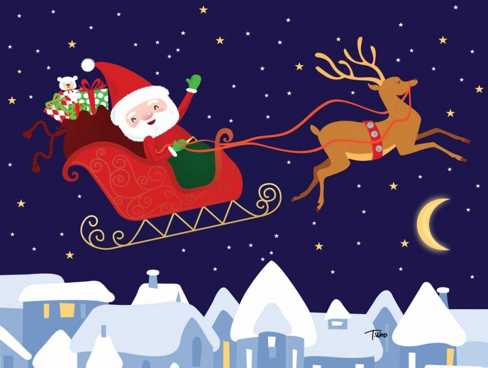 Santa and Reindeer art print by Teresa Woo for $57.95 CAD