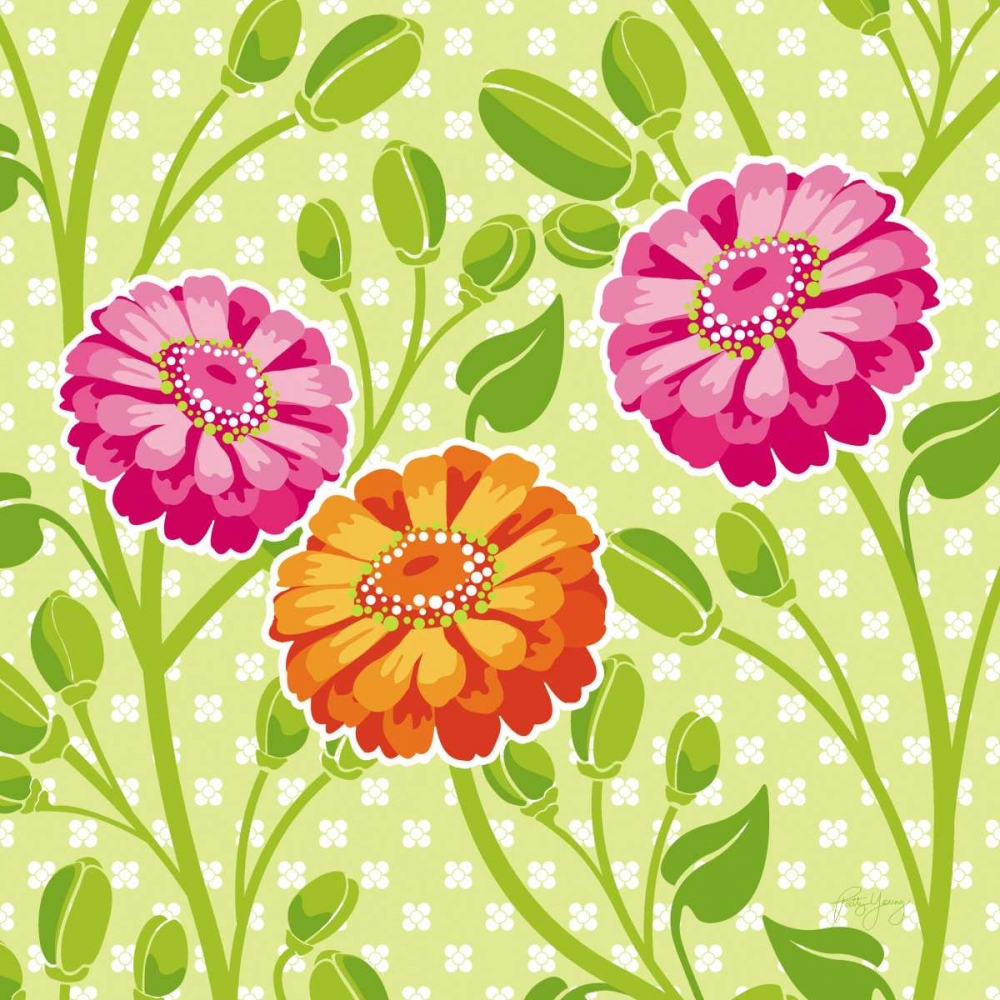 Zinnias I art print by Patty Young for $57.95 CAD