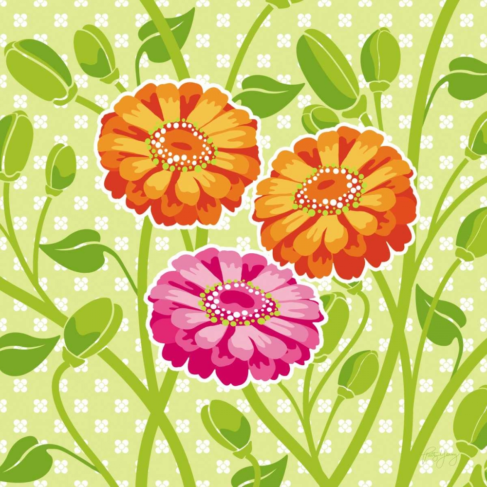 Zinnias II art print by Patty Young for $57.95 CAD