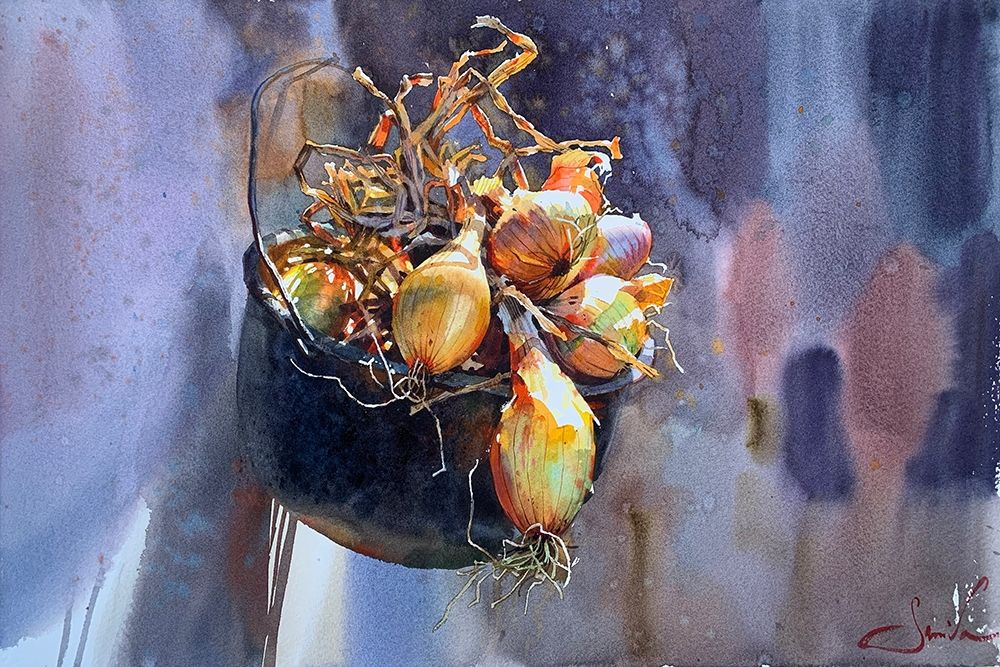 Onions in a basket art print by Samira Yanushkova for $57.95 CAD