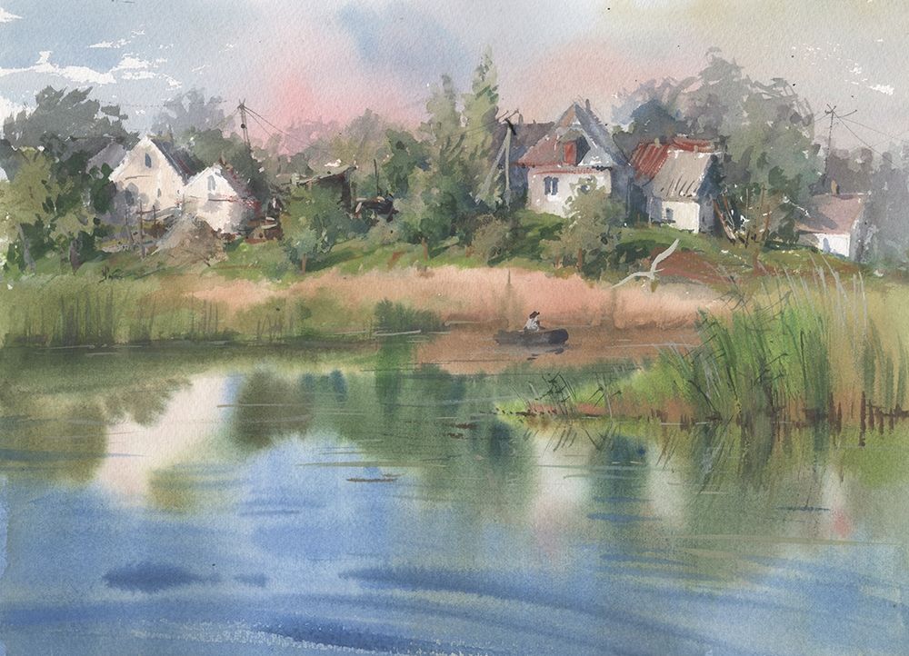 Watercolor landscape painting 36 art print by Samira Yanushkova for $57.95 CAD