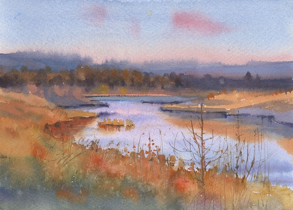 Watercolor landscape painting 40 art print by Samira Yanushkova for $57.95 CAD