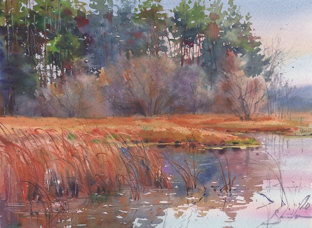 Watercolor landscape painting 42 art print by Samira Yanushkova for $57.95 CAD