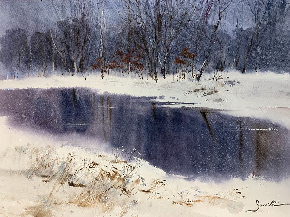 Watercolor landscape painting 49 art print by Samira Yanushkova for $57.95 CAD