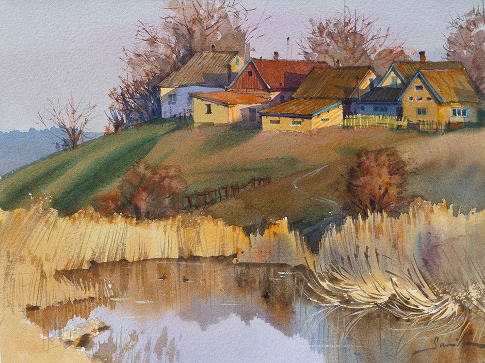 Watercolor landscape painting 55 art print by Samira Yanushkova for $57.95 CAD