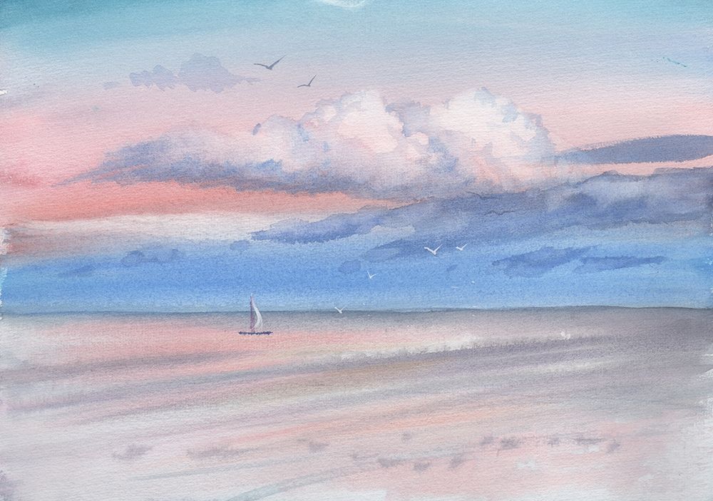 Romantic Sunset Seascape art print by Samira Yanushkova for $57.95 CAD