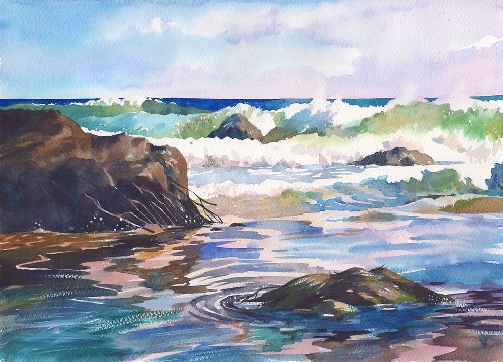 Waves near the shore art print by Samira Yanushkova for $57.95 CAD