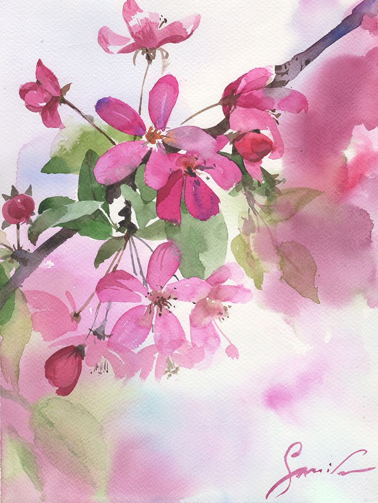 Pink flowers art print by Samira Yanushkova for $57.95 CAD