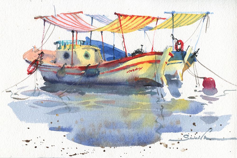 Pleasure boats paintings art print by Samira Yanushkova for $57.95 CAD