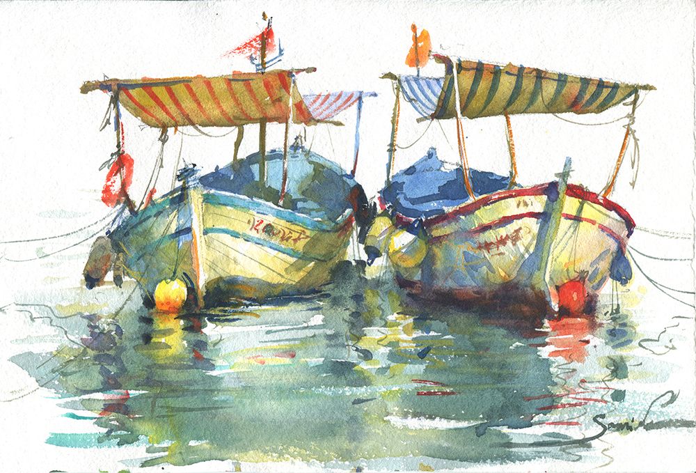 Boats art print by Samira Yanushkova for $57.95 CAD