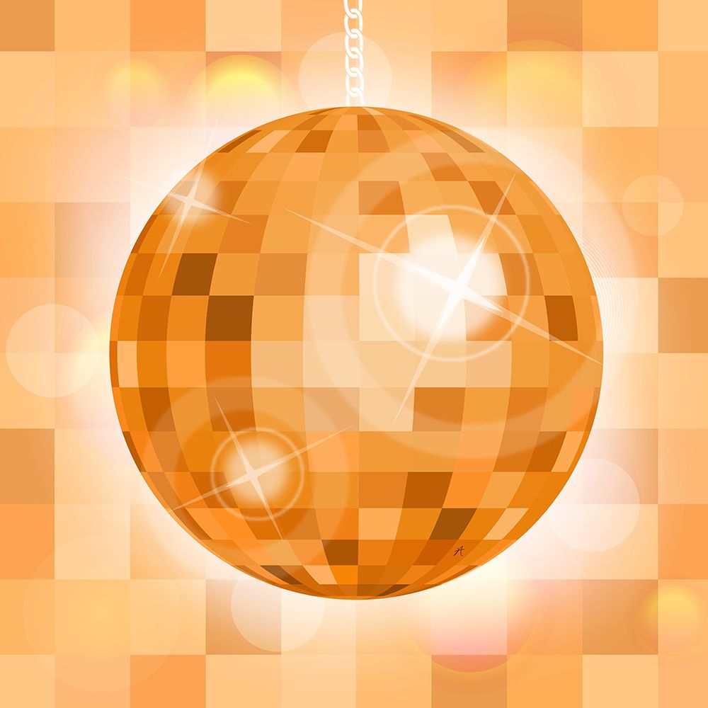 Orange Disco Ball art print by Aesthete for $57.95 CAD