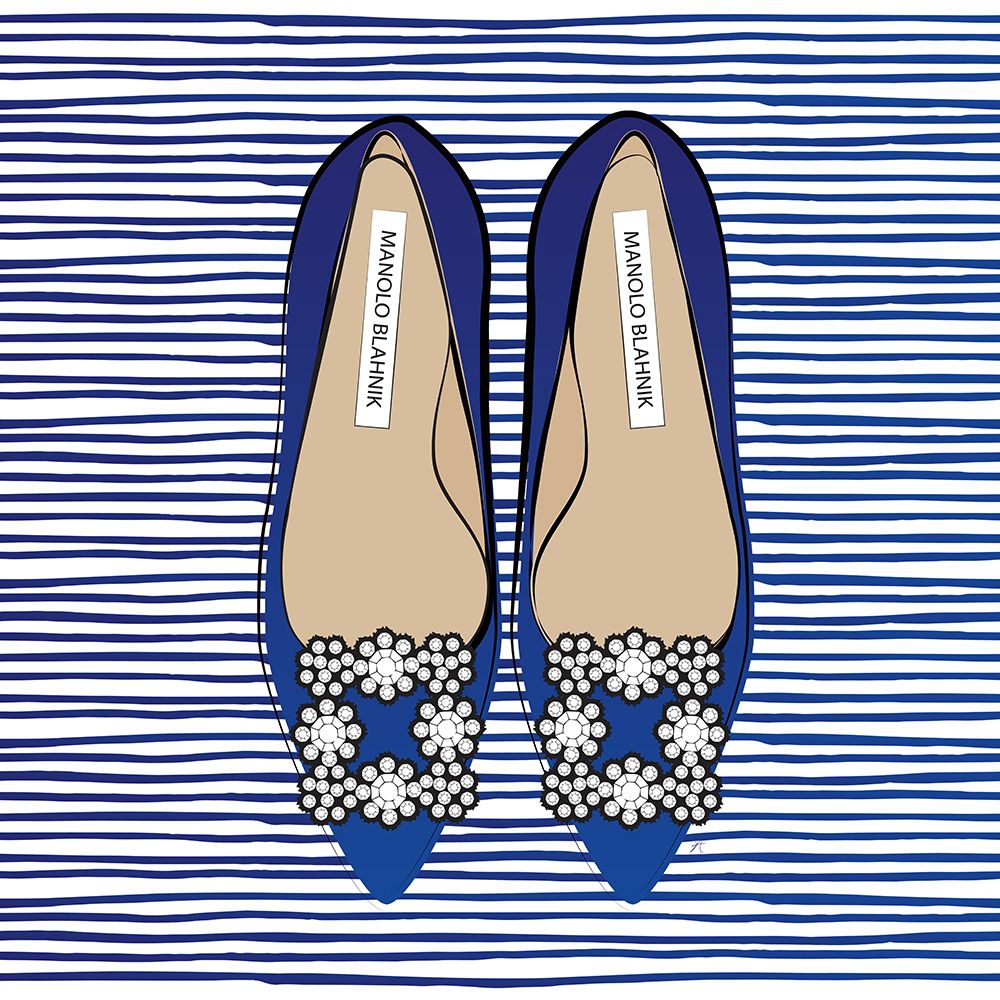 Blue Manolo Blahnik Shoes art print by Aesthete for $57.95 CAD
