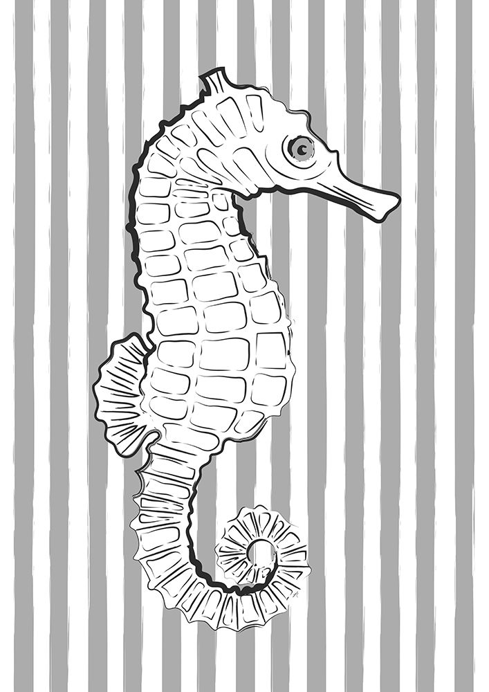 Grey Striped Sea Horse art print by Aesthete for $57.95 CAD