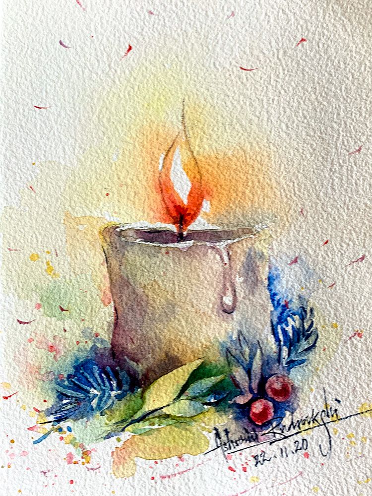 Candle With Cherries art print by Ashwini Rudraksi for $57.95 CAD