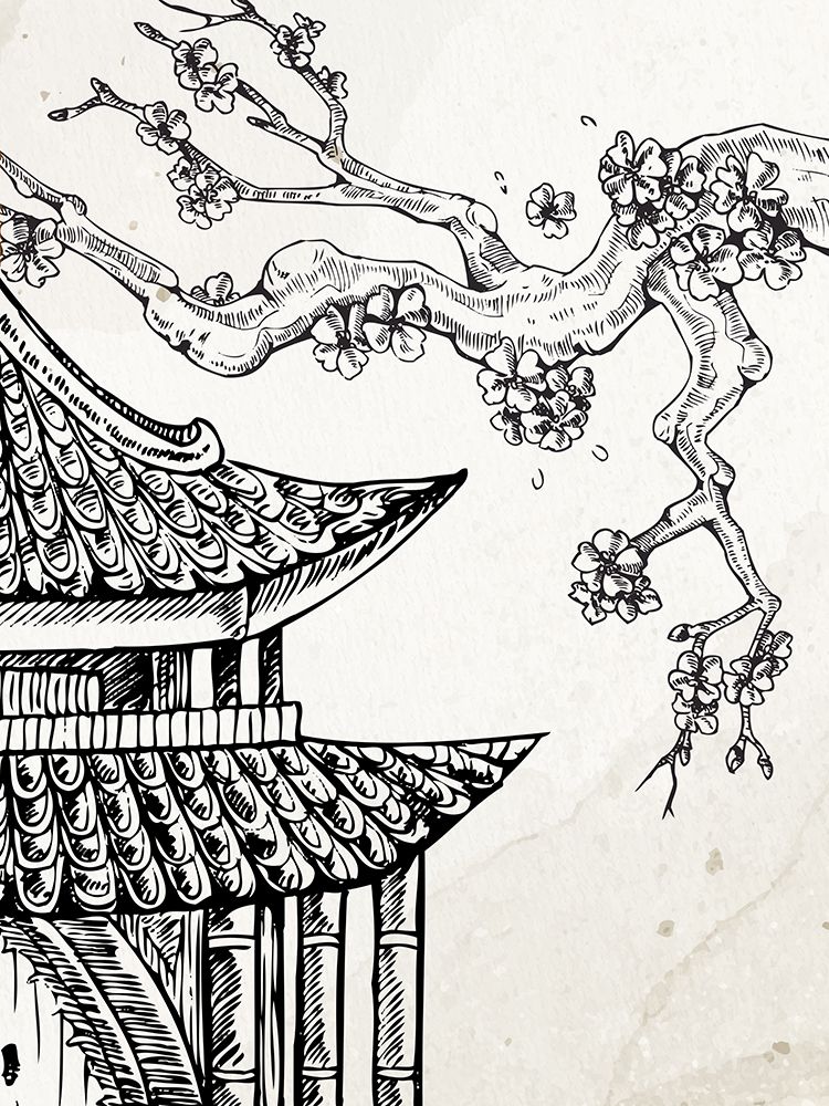 Pagoda Cherry Blossom 1 art print by Ann Bailey for $57.95 CAD