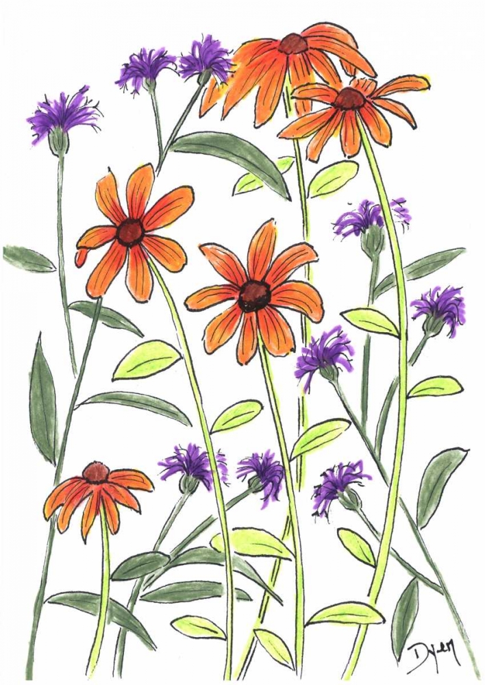 Orange Corn Flower art print by Beverly Dyer for $57.95 CAD