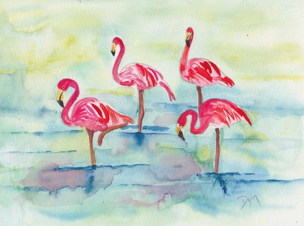 Sunset Flamingoes II art print by Beverly Dyer for $57.95 CAD