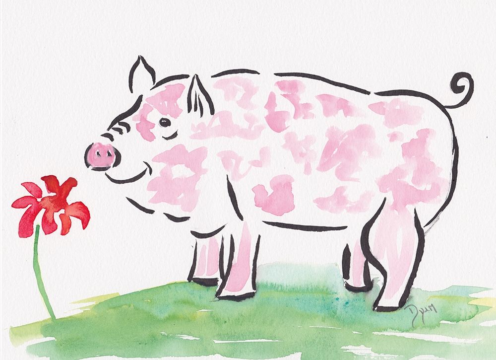 Farmhouse Pig art print by Beverly Dyer for $57.95 CAD