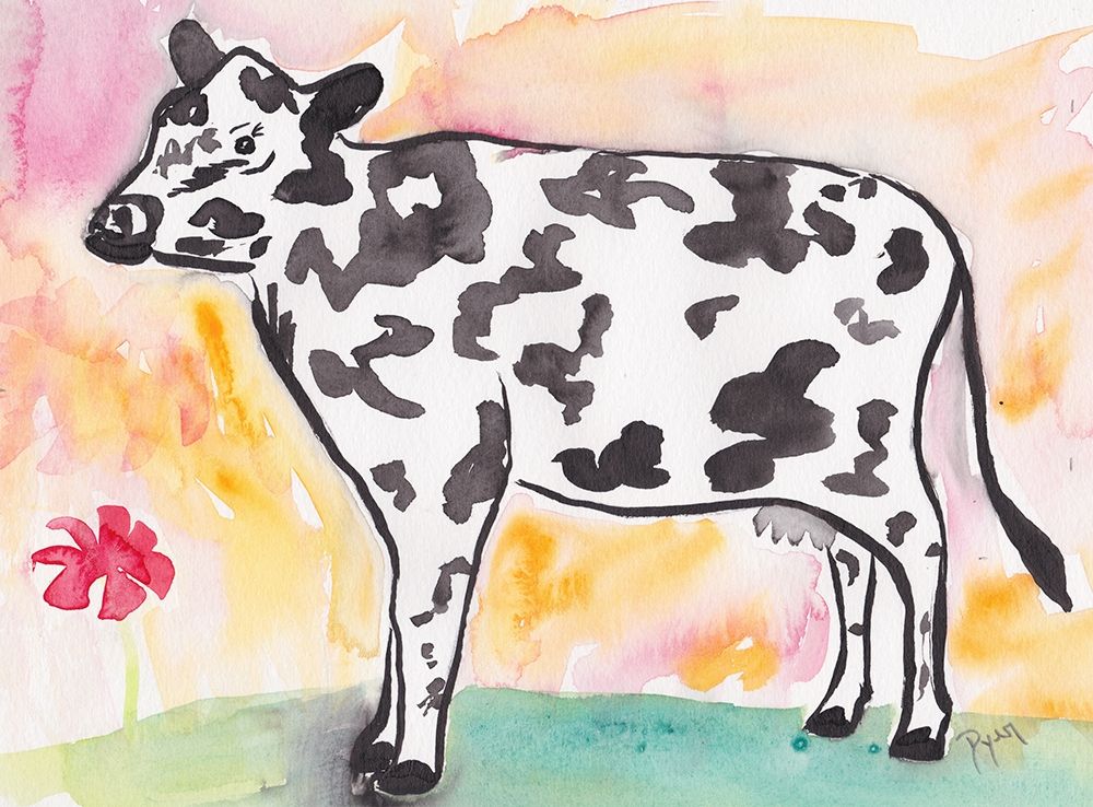 Farmhouse Cow in color art print by Beverly Dyer for $57.95 CAD