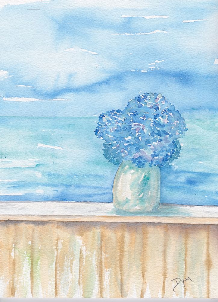 Coastal Hydrangea Ocean View art print by Beverly Dyer for $57.95 CAD